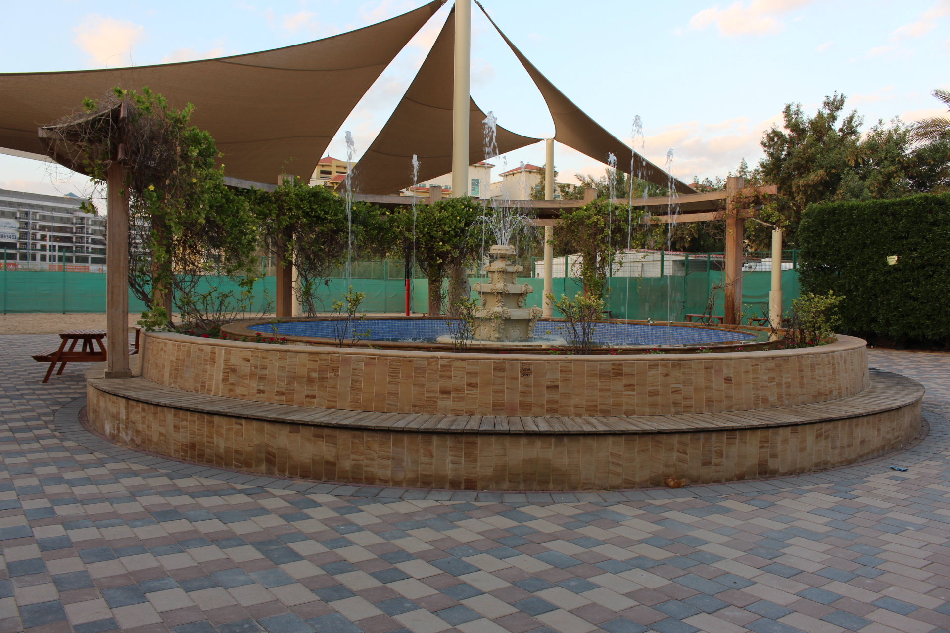 LFI AFLEC Oud Metha shaded courtyard and landscaped seating area